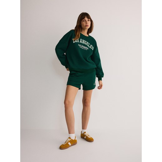 Reserved - Szorty z haftem - ciemnozielony ze sklepu Reserved w kategorii Szorty - zdjęcie 180282021