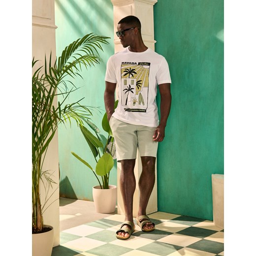 Sinsay - Koszulka z nadrukiem o motywie roślinnym - kremowy Sinsay XL Sinsay