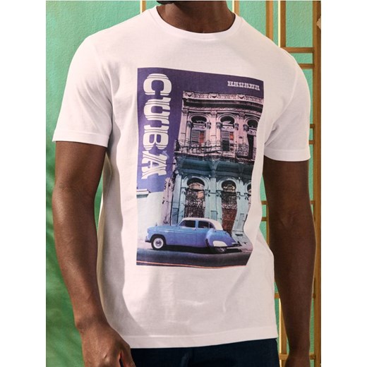 Sinsay - Koszulka z kolorowym nadrukiem w miejskim stylu - biały ze sklepu Sinsay w kategorii T-shirty męskie - zdjęcie 180283423