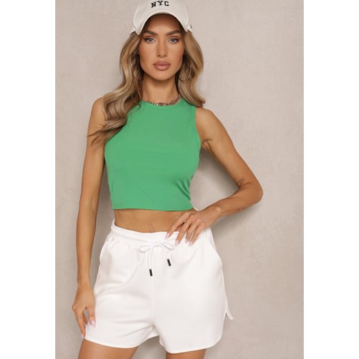 Zielony Crop Top z Prążkowanego Materiału Nevonessa Renee S renee.pl okazja