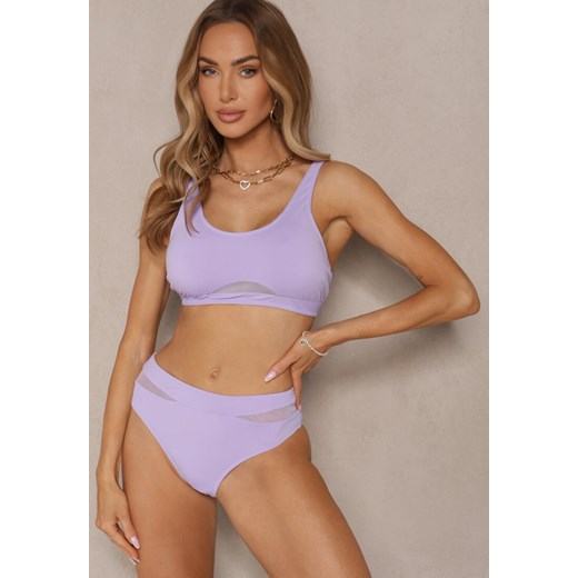 Fioletowe Bikini Biustonosz i Majtki Typu Figi Zdobione Siateczką Natelina ze sklepu renee.pl w kategorii Stroje kąpielowe - zdjęcie 180283741