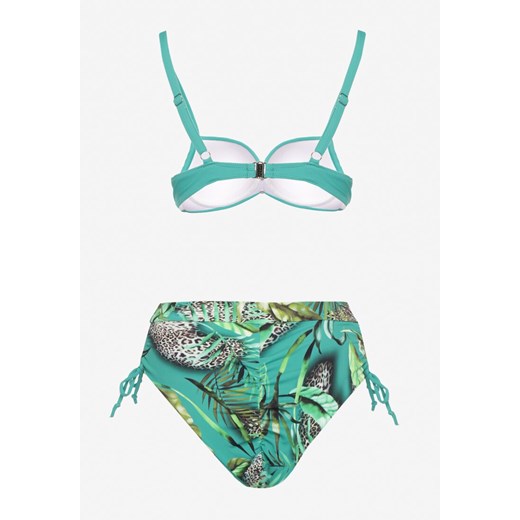 Ciemnozielone Bikini z Motywem Roślinnym Biustonosz i Majtki Figi ze Ściągaczami Renee 40 wyprzedaż renee.pl