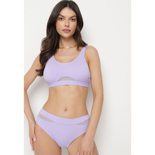 Fioletowe Bikini Majtki Figi i Biustonosz z Siateczkową Wstawką Natenira 44 born2be.pl