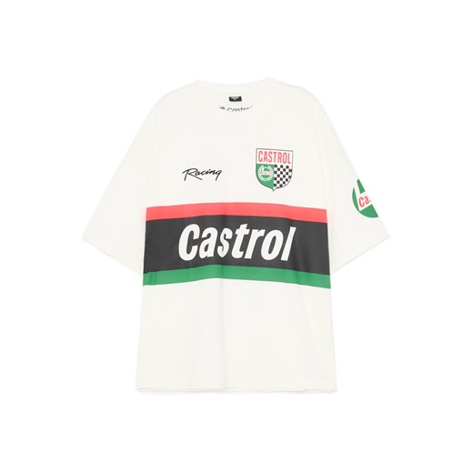 Cropp - Kremowa koszulka Castrol - kremowy ze sklepu Cropp w kategorii T-shirty męskie - zdjęcie 180284851