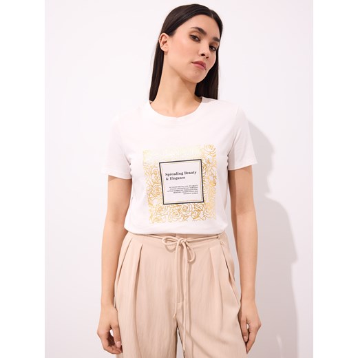 Mohito - T-shirt z nadrukiem - kremowy ze sklepu Mohito w kategorii T-shirty męskie - zdjęcie 180284963