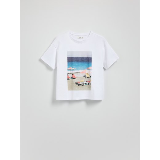 Reserved - T-shirt z nadrukiem - biały Reserved L Reserved