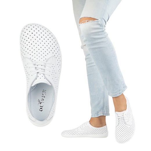 BAREFOOT Damskie minimalistyczne ażurowe 1288POL białe ze sklepu butyolivier w kategorii Półbuty damskie - zdjęcie 180285560
