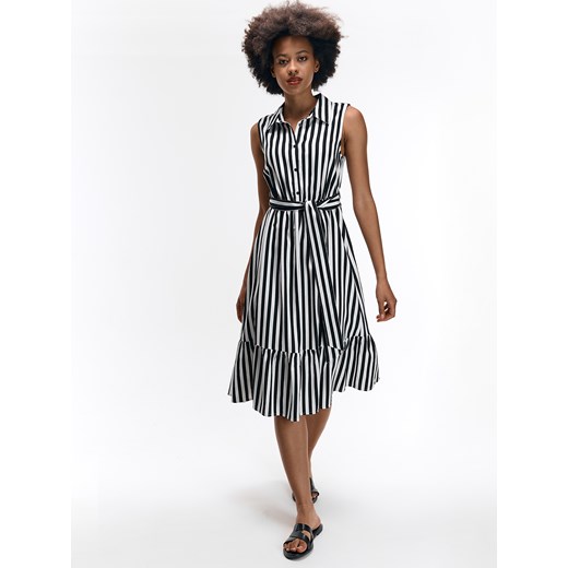 GATE Sukienka w paski z domieszką lnu 34 Gate 40 wyprzedaż gateshop