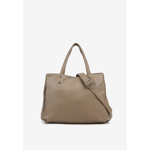Beżowa Torebka Duża Shopper z Bocznym Suwakiem Soravine ze sklepu renee.pl w kategorii Torby Shopper bag - zdjęcie 180285813
