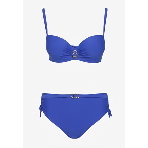 Niebieskie Bikini Majtki Typu Figi i Biustonosz z Metalicznymi Ozdobami Kinasara Renee 48 renee.pl wyprzedaż