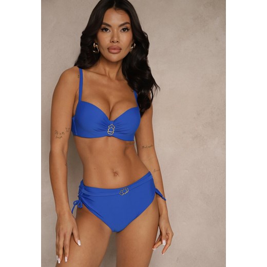 Niebieskie Bikini Majtki Typu Figi i Biustonosz z Metalicznymi Ozdobami Kinasara Renee 48 okazyjna cena renee.pl