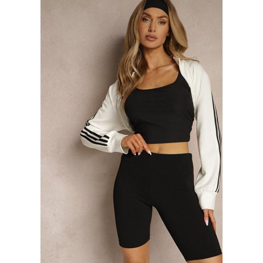 Czarne Prążkowane Szorty High Waist o Fasonie Kolarek Rinelira ze sklepu renee.pl w kategorii Szorty - zdjęcie 180285991