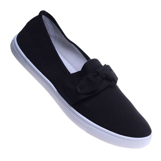 Czarne materiałowe tenisówki slip on /C3-1 14128 S171/ ze sklepu Pantofelek24.pl w kategorii Trampki damskie - zdjęcie 180287242