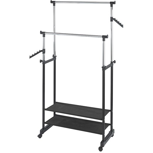 Wenko Stojak &quot;All In&quot; w kolorze srebrno-czarnym a ubrania  - 89,5 x 169 x 43 cm ze sklepu Limango Polska w kategorii Szafy - zdjęcie 180288863