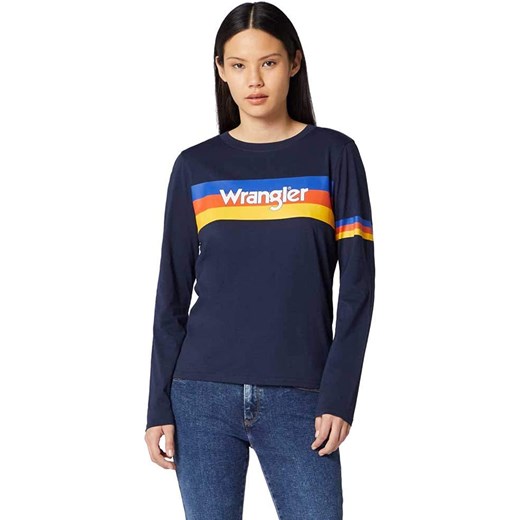 WRANGLER RAINBOW TEE DAMSKA KOSZULKA Z DŁUGIM RĘKAWEM LONGSLEEVE NAVY W7P9EV114 112132067 ze sklepu YouNeedit.pl w kategorii Bluzki damskie - zdjęcie 180289623