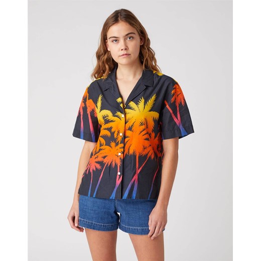 DAMSKA KOSZULA Z KRÓTKIM RĘKAWEM WRANGLER CUBAN SHIRT FADED BLACK W5R36SXV6 112130308 ze sklepu YouNeedit.pl w kategorii Koszule damskie - zdjęcie 180291312
