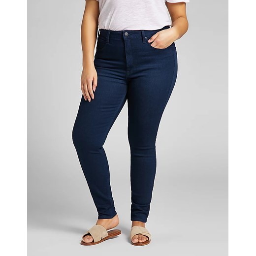Damskie spodnie jeansowe LEE Super High Scarlett DARK EVITA L32GPVYY 112107495 ze sklepu YouNeedit.pl w kategorii Jeansy damskie - zdjęcie 180291444