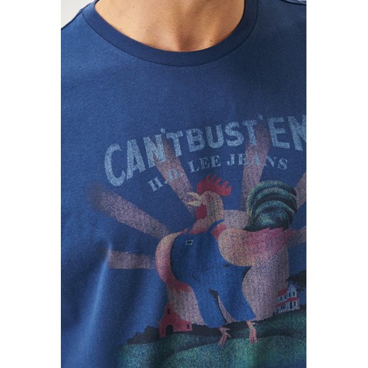 Niebieski t-shirt męski Lee z krótkim rękawem 