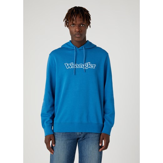WRANGLER GRAPHIC HOODIE MĘSKA BLUZA Z KAPTUREM LOGO DEEP WATER W674I469F 112331888 ze sklepu YouNeedit.pl w kategorii Bluzy męskie - zdjęcie 180293240