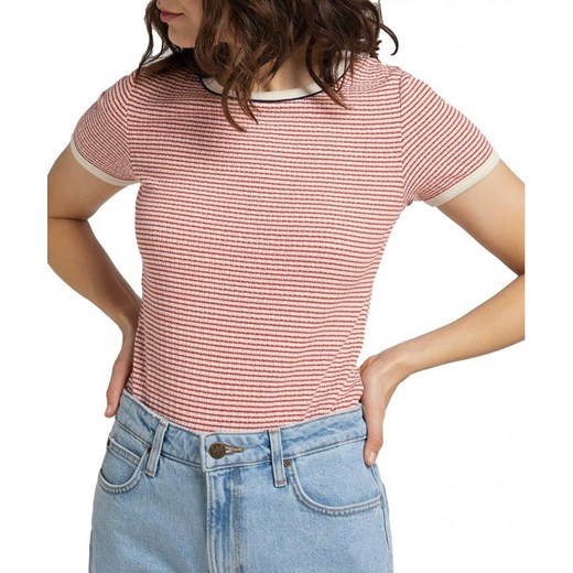 DAMSKI T-SHIRT LEE STRIPED RIBBED TEE AURORA RED L44SPFNV 112109978 ze sklepu YouNeedit.pl w kategorii Bluzki damskie - zdjęcie 180293654