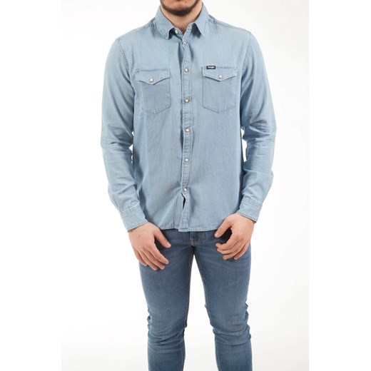 WRANGLER LS DENIM SHIRT MĘSKA KOSZULA JEANSOWA LOGO LIGHT INDIGO W5M7C3X4E 112130235 ze sklepu YouNeedit.pl w kategorii Koszule męskie - zdjęcie 180294063