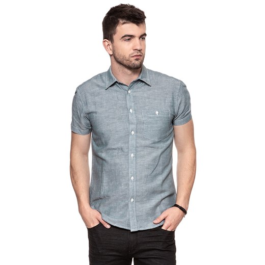 KOSZULA MĘSKA KRÓTKI RĘKAW WRANGLER S/S 1PKT SHIRT OCEAN TEAL W5916LPDP ze sklepu YouNeedit.pl w kategorii Koszule męskie - zdjęcie 180296273