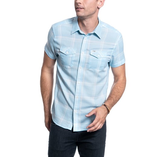 KOSZULA MĘSKA WRANGLER SS 2PKT FLAP SHIRT CERULEAN BLUE W5J5ORXVT 112130184 Wrangler M YouNeedit.pl
