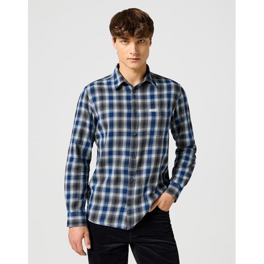 MĘSKA KOSZULA KRATA WRANGLER 1 PKT INDIGO SHIRT NAVY 112357226 ze sklepu YouNeedit.pl w kategorii Koszule męskie - zdjęcie 180297564