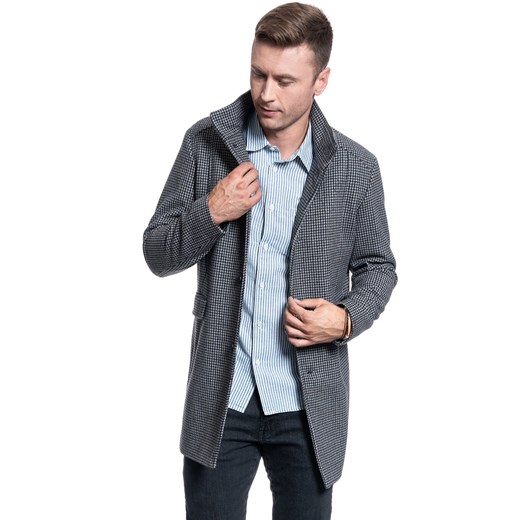 PŁASZCZ MĘSKI SELECTED SLHMOSTO WOOL COAT GREY NAVY 16063100 ze sklepu YouNeedit.pl w kategorii Płaszcze męskie - zdjęcie 180298994