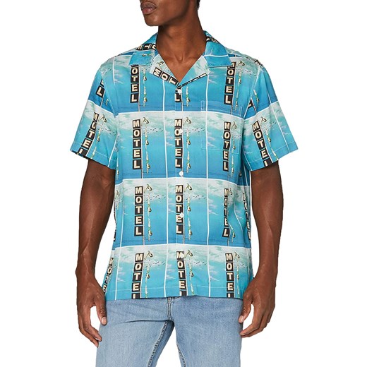 MĘSKA KOSZULA WRANGLER SS ALLOVER SHIRT BLUE W5J36HX05 112130178 ze sklepu YouNeedit.pl w kategorii Koszule męskie - zdjęcie 180300301