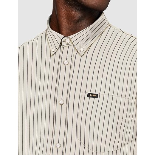 Koszula męska Lee biała w paski z długim rękawem 