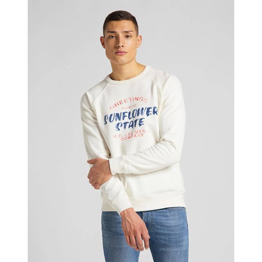 MĘSKA BLUZA LEE RAGLAN GRAPHIC SWS ECRU L83NSPNQ 112122411 ze sklepu YouNeedit.pl w kategorii Bluzy męskie - zdjęcie 180304343