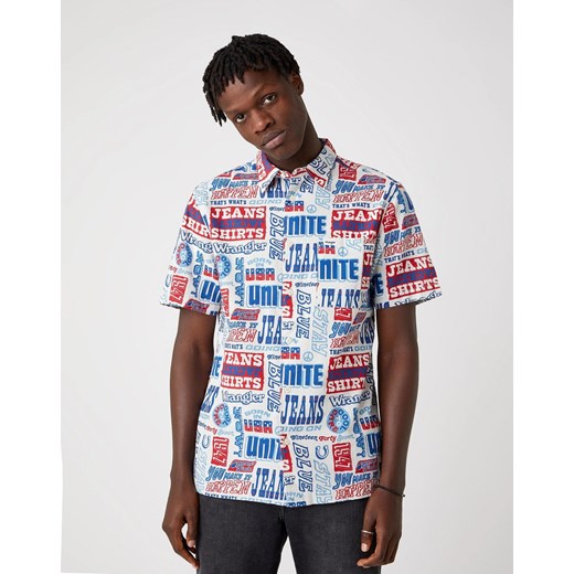 KOSZULA MĘSKA WRANGLER SS RELAXED SHIRT TEXT MANIA W5J47S18E 112130181 ze sklepu YouNeedit.pl w kategorii Koszule męskie - zdjęcie 180305041