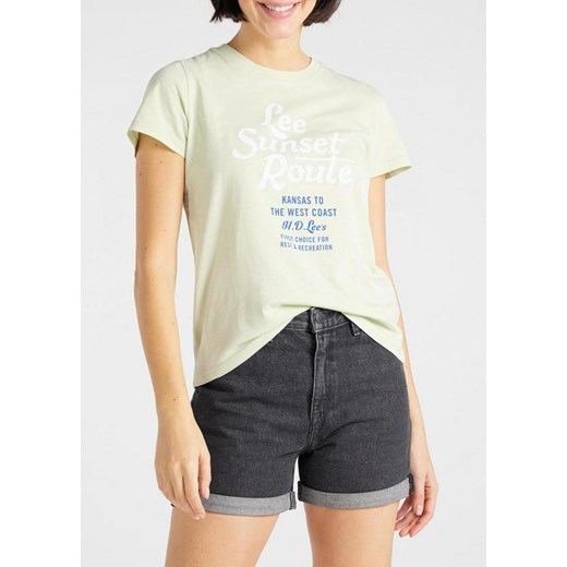 LEE GRAPHIC TEE DAMSKI T-SHIRT KOSZULKA NADRUK LOGO REGULAR FIT SUMMER GREEN L41AEPNK 112108854 ze sklepu YouNeedit.pl w kategorii Bluzki damskie - zdjęcie 180309413