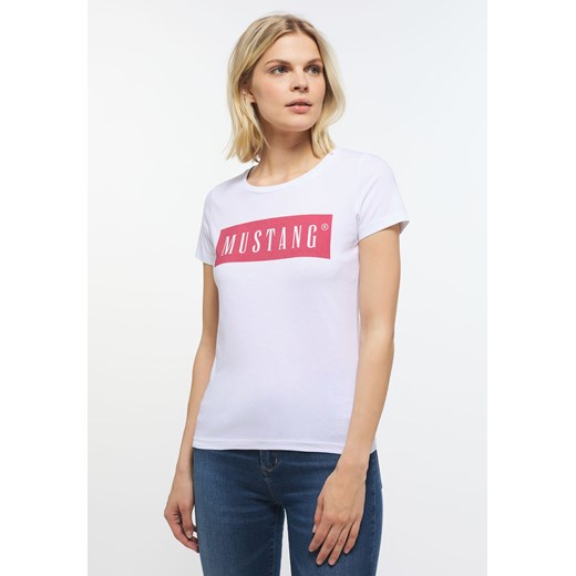MUSTANG ALINA C DAMSKI T-SHIRT KOSZULKA LOGO NADRUK GENERAL WHITE 1013220 2045 ze sklepu YouNeedit.pl w kategorii Bluzki damskie - zdjęcie 180309770