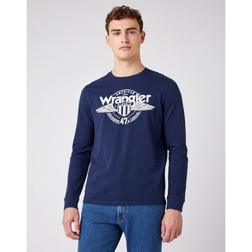 MĘSKI LONGSLEEVE WRANGLER LS AMERICANA TEE NAVY W7J5D3114 112141548 ze sklepu YouNeedit.pl w kategorii T-shirty męskie - zdjęcie 180309923
