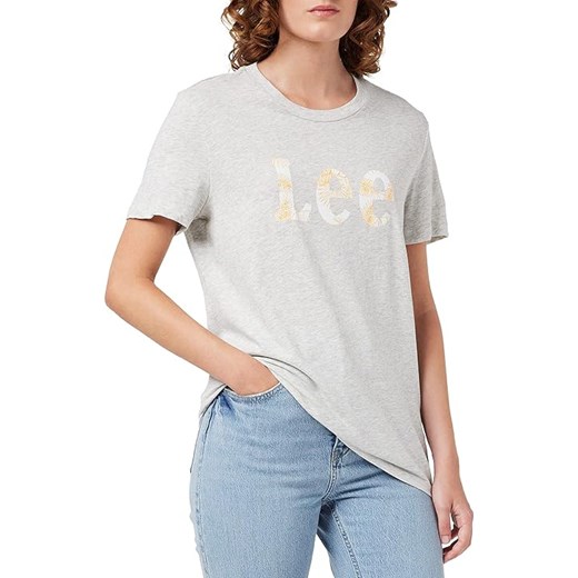 LEE SLIM LOGO TEE DAMSKA KOSZULKA Z NADRUKIEM LOGO T-SHIRT SHARP GREY MELE L43KEH03 112109660 ze sklepu YouNeedit.pl w kategorii Bluzki damskie - zdjęcie 180311560