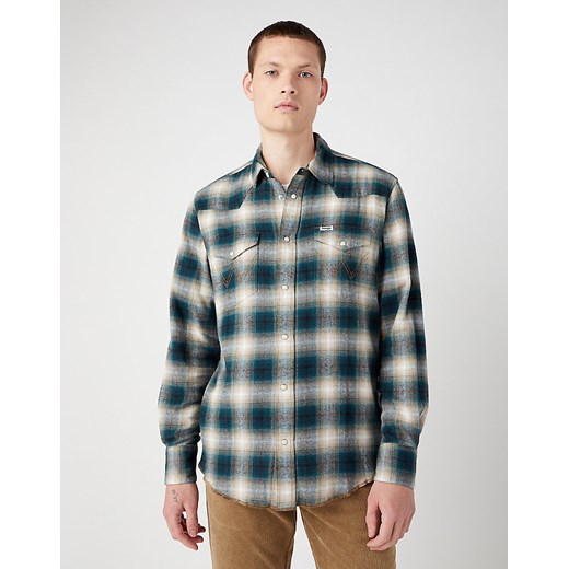 WRANGLER LS WESTERN SHIRT MĘSKA KOSZULA Z DŁUGIM RĘKAWEM W KRATĘ DARK MATCHA W556B3G61 ze sklepu YouNeedit.pl w kategorii Koszule męskie - zdjęcie 180313871