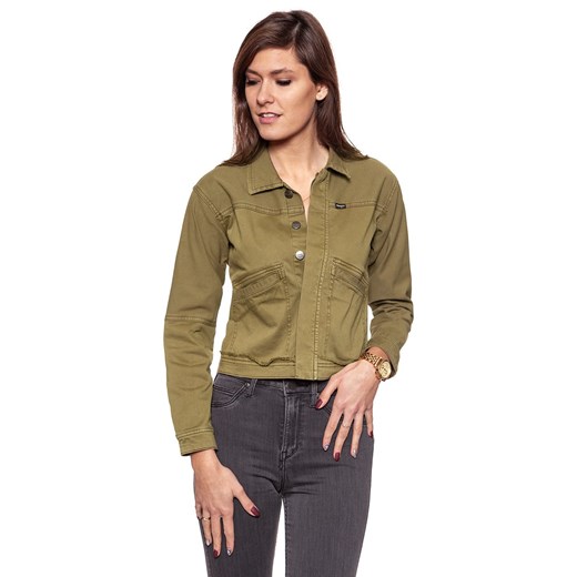 DAMSKA KURTKA JEANSOWA WRANGLER CROP JACKET ARMY GREEN W402CBGV7 112128688 ze sklepu YouNeedit.pl w kategorii Kurtki damskie - zdjęcie 180315071