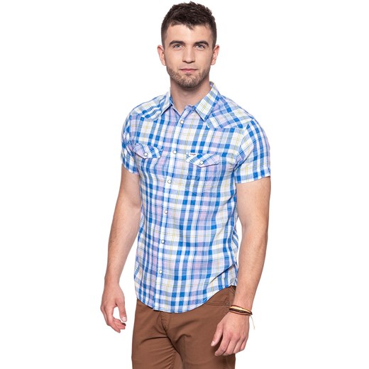 KOSZULA MĘSKA KRÓTKI RĘKAW WRANGLER SS WESTERN SHIRT TURKISH SEA W5A246D86 112130000 ze sklepu YouNeedit.pl w kategorii Koszule męskie - zdjęcie 180315842