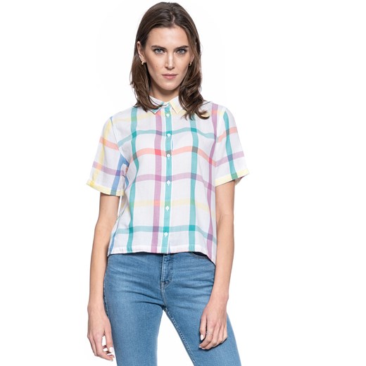 DAMSKA KOSZULA MATERIAŁOWA WRANGLER SHORTSLEEVE SHIRT WHITE W5R1SH989 112130305 ze sklepu YouNeedit.pl w kategorii Koszule damskie - zdjęcie 180315991