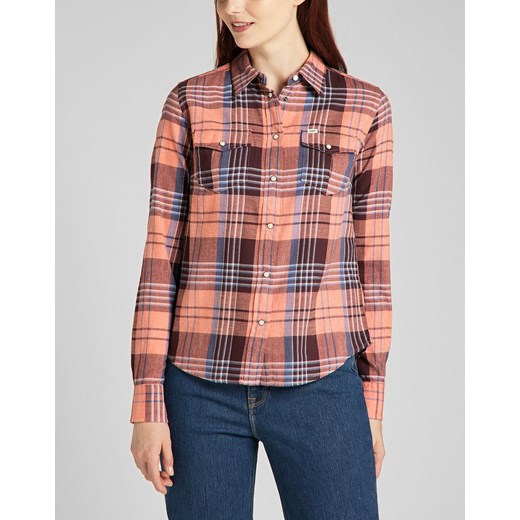 LEE REGULAR WESTERN SHIRT KOSZULA W KRATĘ DŁUGI RĘKAW DESERT ORANGE L45SXAOB 112140154 ze sklepu YouNeedit.pl w kategorii Koszule damskie - zdjęcie 180316612