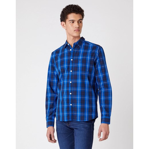 MĘSKA KOSZULA W KRATE WRANGLER LS 1PKT SHIRT VICTORIA BLUE W5A14MXJS 112129959 ze sklepu YouNeedit.pl w kategorii Koszule męskie - zdjęcie 180319522