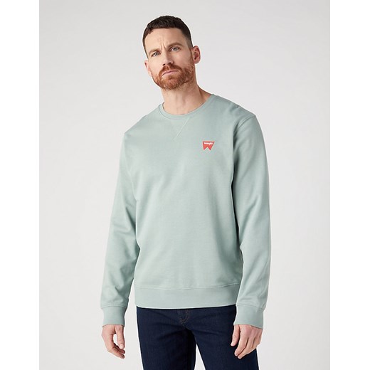 WRANGLER SIGN OFF CREW MĘSKA BLUZA BEZ KAPTURA NIEROZPINANA PRZEZ GŁOWĘ GREEN MILIEU W661I3G63 ze sklepu YouNeedit.pl w kategorii Bluzy męskie - zdjęcie 180320891