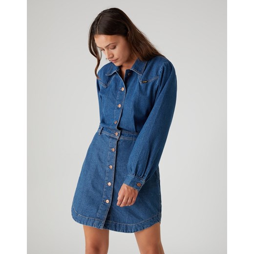 SUKIENKA JEANSOWA WRANGLER PUFF SLEEVE WESTERN MID INDIGO W9P4LLX8E 112132455 ze sklepu YouNeedit.pl w kategorii Sukienki - zdjęcie 180322832