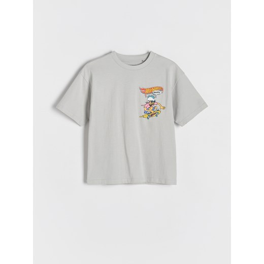 Reserved - T-shirt Hot Wheels - jasnoszary ze sklepu Reserved w kategorii T-shirty chłopięce - zdjęcie 180325044