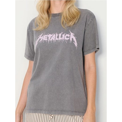 Sinsay - Koszulka loose fit z efektem sprania Metallica - szary ze sklepu Sinsay w kategorii Bluzki damskie - zdjęcie 180326681