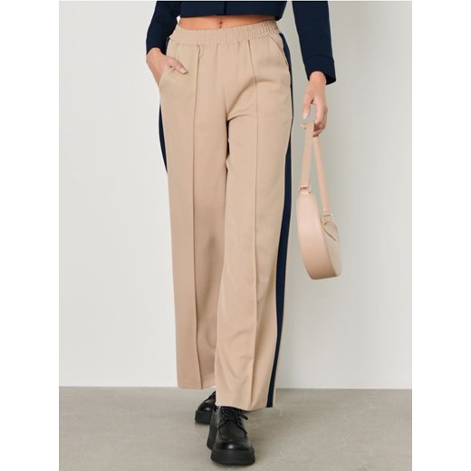 Sinsay - Spodnie wide leg z lampasem - beżowy ze sklepu Sinsay w kategorii Spodnie damskie - zdjęcie 180326722
