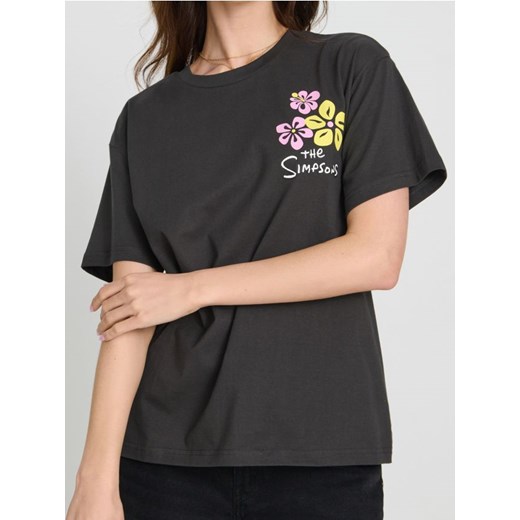 Sinsay - Bawełniana koszulka loose fit The Simpsons - szary ze sklepu Sinsay w kategorii Bluzki damskie - zdjęcie 180326750