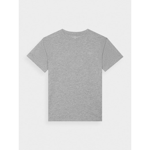 Dziewczęcy t-shirt basic 4F 4FJWMM00TTSHF2332 - szary ze sklepu Sportstylestory.com w kategorii Bluzki dziewczęce - zdjęcie 180333751